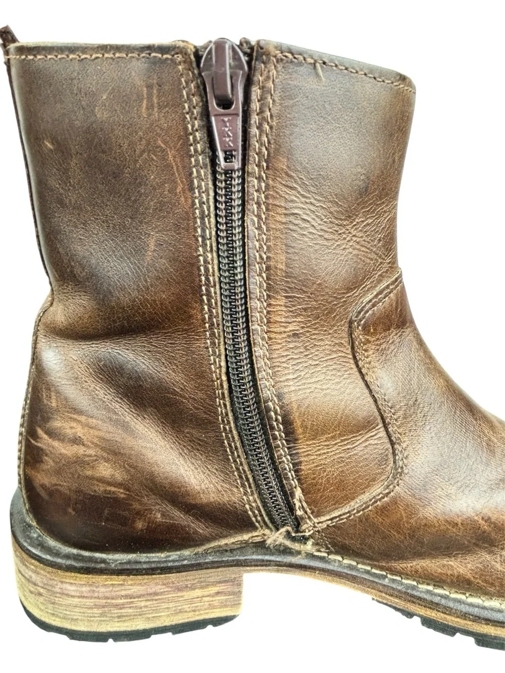 Red Tape Men’s Salisbury Ankle Boots Brown Side Zip Block heel Size 8.5
